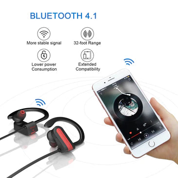 Bluetooth Headphones, Wireless Running Headphones w/Mic HD Stereo Sound Waterproof Sweatproof Sports Gym Workout Earphones 8 Hour Battery Noise Cancelling Earbuds