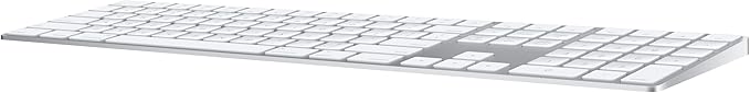 Keyboard with Numeric Keypad: Wireless, Bluetooth, Rechargeable. Works with Mac, iPad, or iPhone; US English - White