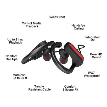 Bluetooth Headphones,  Wireless Running Headphones w/Mic HD Stereo Sound Waterproof Sweatproof Sports Gym Workout Earphones 8 Hour Battery Noise Cancelling Earbuds